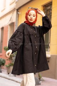 Modalamelif Hakim Yaka Gömlek Siyah