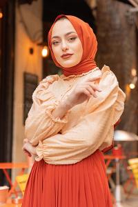 Modalamelif Ponpon Desenli Gömlek Bej