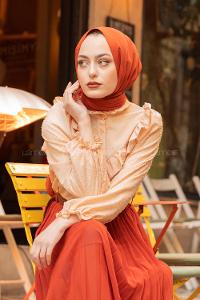 Modalamelif Ponpon Desenli Gömlek Bej