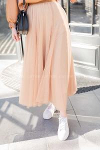 Modalamelif Beli Lastikli Tül Etek Sütlü Kahve