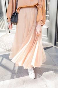 Modalamelif Beli Lastikli Tül Etek Sütlü Kahve