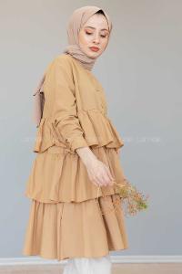 Modalamelif Önü Fırfırlı Tunik Camel