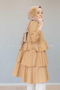Modalamelif Önü Fırfırlı Tunik Camel