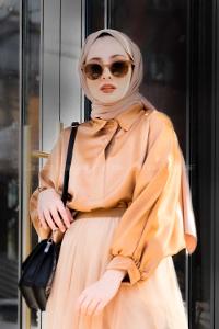 Modalamelif Yarasa Kol Gömlek Yaka Bluz  Somon