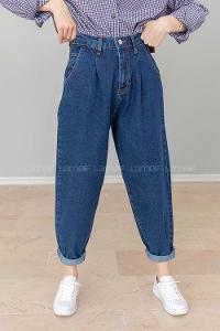 Modalamelif Balon Model Mom Jean Koyu Mavi