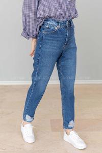 Modalamelif Paça Kesik Mom Jean Mavi