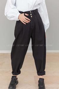 Modalamelif Paça Pensli Balon Mom Jean Siyah