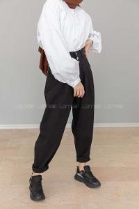 Modalamelif Paça Pensli Balon Mom Jean Siyah