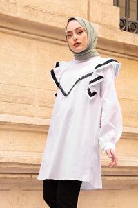 Modalamelif Önü Dantel Detaylı Beyaz