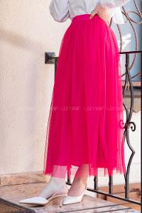 Modalamelif Beli Lastikli Tül Etek Şeker Pembesi