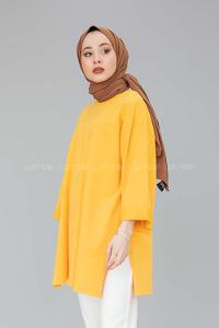 Modalamelif Yarım Kol Düz Sweat  Hardal Sarısı