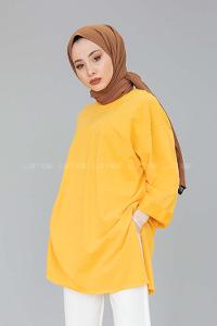 Modalamelif Yarım Kol Düz Sweat  Hardal Sarısı