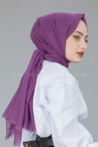 Modalamelif Açık Mor Çizgi Dokuma Şal