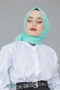 Lamelif Su Yeşili Çizgi Dokuma Şal