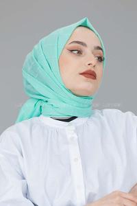 Lamelif Su Yeşili Çizgi Dokuma Şal