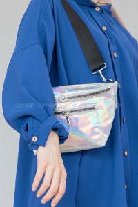 Modalamelif Parlak Renk Bel Çantası Gri