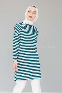 Modalamelif Yaka Çİzgi Detaylı Tunik Zümrüt Yeşili