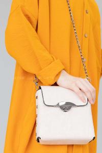 Modalamelif Zımba Detaylı Çapraz Patos Çanta Krem