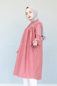 Modalamelif Hakim Yaka  Piliseli Tunik Gül