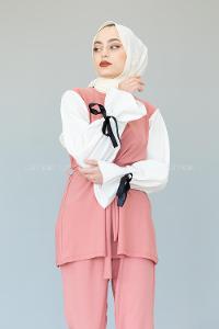 Modalamelif Kol Bağlamalı Garnili Takım Pudra
