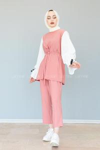 Modalamelif Kol Bağlamalı Garnili Takım Pudra