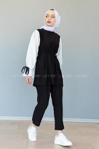 Modalamelif Kol Bağlamalı Garnili Takım Sİyah