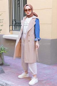 Modalamelif Kol Kot Detaylı Belden Bağlamalı Trenç Bej