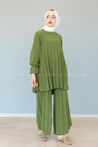 Modalamelif Pileli Ayrobin Takım Haki