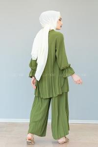 Modalamelif Pileli Ayrobin Takım Haki