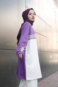 Modalamelif Şerit Çizgili Tunik Mor