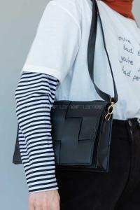 Modalamelif Hobo Örgü Desen Çanta Siyah