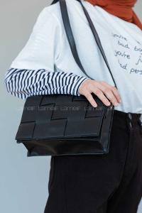 Modalamelif Hobo Örgü Desen Çanta Siyah