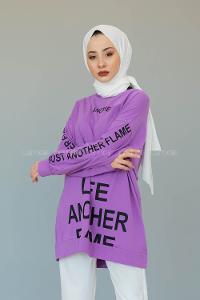Modalamelif Another Yazı Baskılı Sweatshirt Lila
