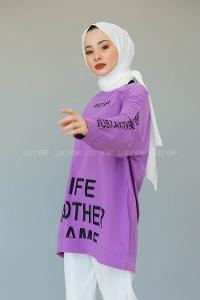 Modalamelif Another Yazı Baskılı Sweatshirt Lila
