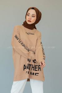 Modalamelif Another Yazı Baskılı Sweatshirt Sütlü Kahve