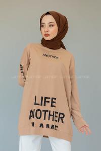 Modalamelif Another Yazı Baskılı Sweatshirt Sütlü Kahve