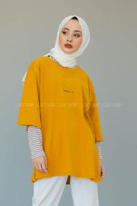 Modalamelif Brooklyn Baskılı T-Shirt  Hardal Sarısı