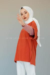 Modalamelif Brooklyn Baskılı T-Shirt  Kiremit