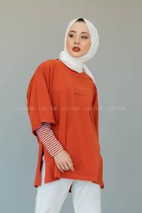 Modalamelif Brooklyn Baskılı T-Shirt  Kiremit