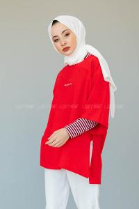 Modalamelif Brooklyn Baskılı T-Shirt  Kırmızı