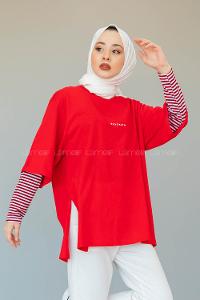 Modalamelif Brooklyn Baskılı T-Shirt  Kırmızı