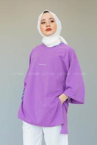 Modalamelif Brooklyn Baskılı T-Shirt  Lila