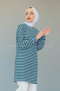 Modalamelif  Çizgili Tunik Yeşil