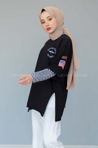 Modalamelif Air Force Baskılı T-shirt Siyah