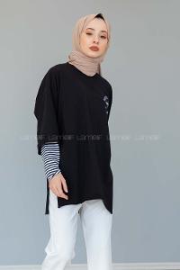 Modalamelif Air Force Baskılı T-shirt Siyah