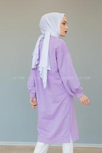 Modalamelif Balon Kol Düz Renk Sweat Lila