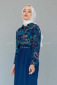 Modalamelif Batik Desen Gömlek Petrol Yeşili