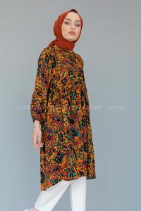 Modalamelif Batik Desen Tunik Hardal Sarısı