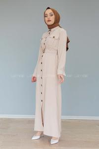 Modalamelif Çift Cepli Kemerli Ayrobin Elbise Taş