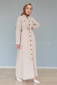 Modalamelif Çift Cepli Kemerli Ayrobin Elbise Taş